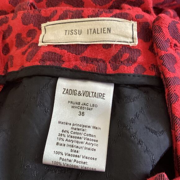 Zadig & Voltaire Prune Red Leopard Jacquard Straight Slim Pants 36 S - Picture 9 of 11